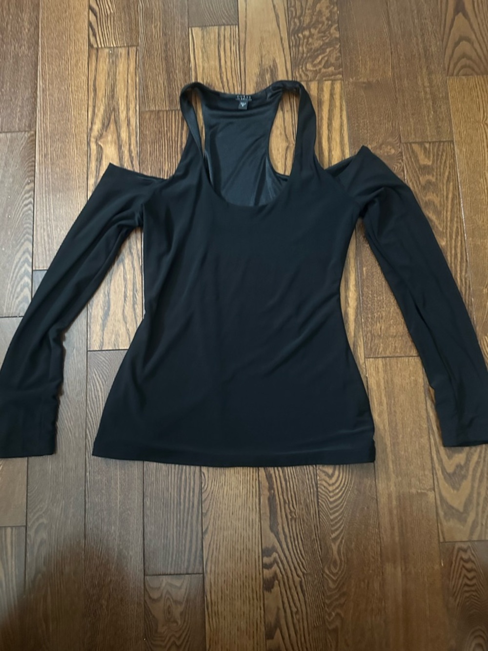 Guess Black Cold-Shoulder Racerback Tank Top